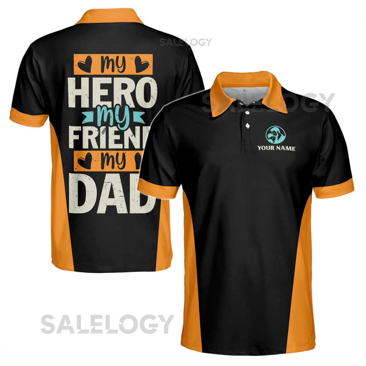 Custom Name Dad Men39s Polo Shirt My Hero My Friend Gift_67