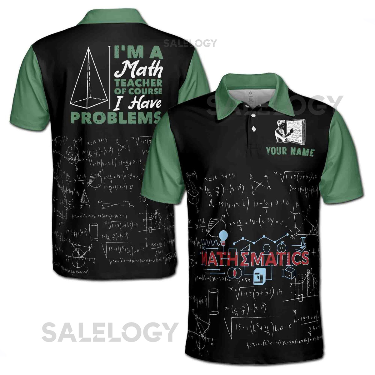 Custom Name Math Teacher Men39s Polo Shirt Funny Problems Design_125