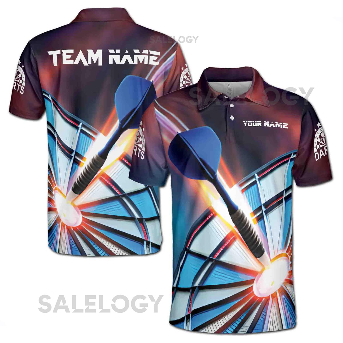 Custom Name Lightnging Darts Team Player Dartboard Men39s Polo Shirt S-5XL_119
