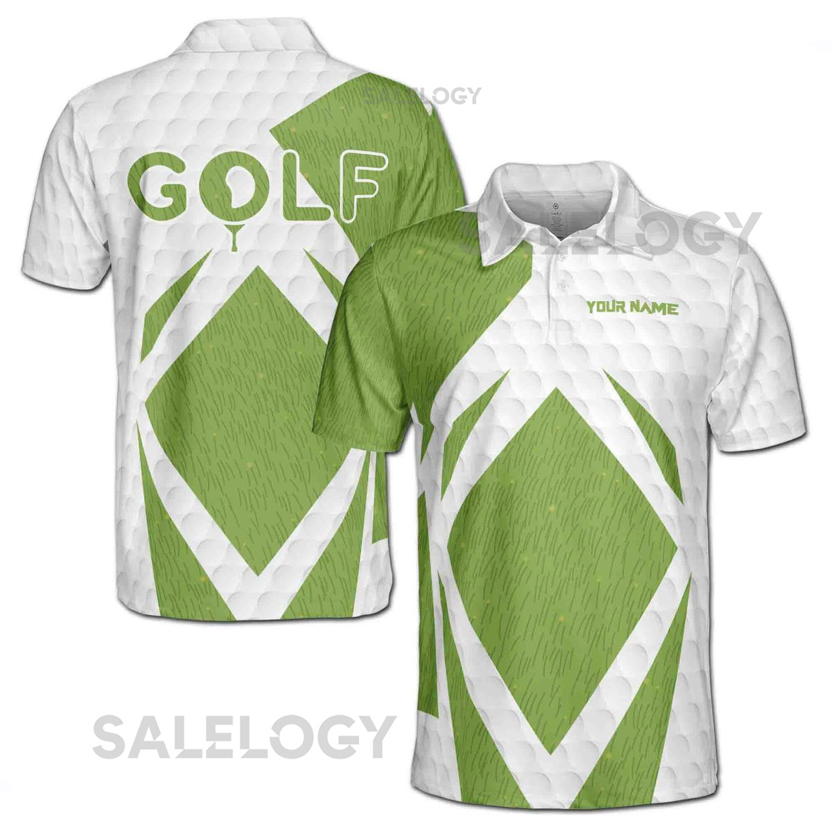 Custom Name Funny Golf Team Player Grass Texture Men39s Polo Shirt S-5XL_88