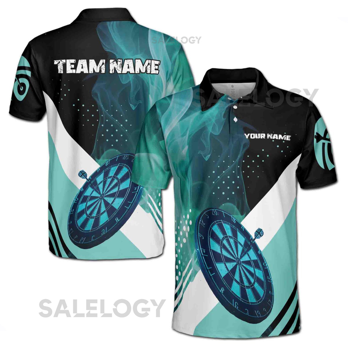 Custom Name Darts Player Blue Smoke Gift for Darts Lover Men39s Polo Shirt S-5XL_74