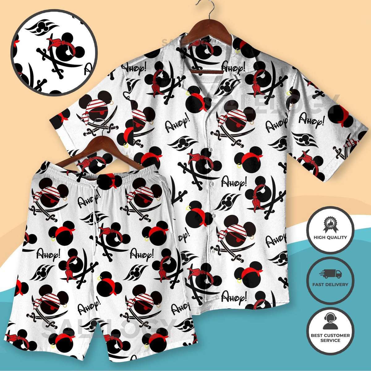 Mickey Mouse Cruise Pirate Hawaii Shirt Pirates of The Caribbean Mickey Mouse Ahoy Button Up Shirt Mickey Beach Hawaiian Shirts_174