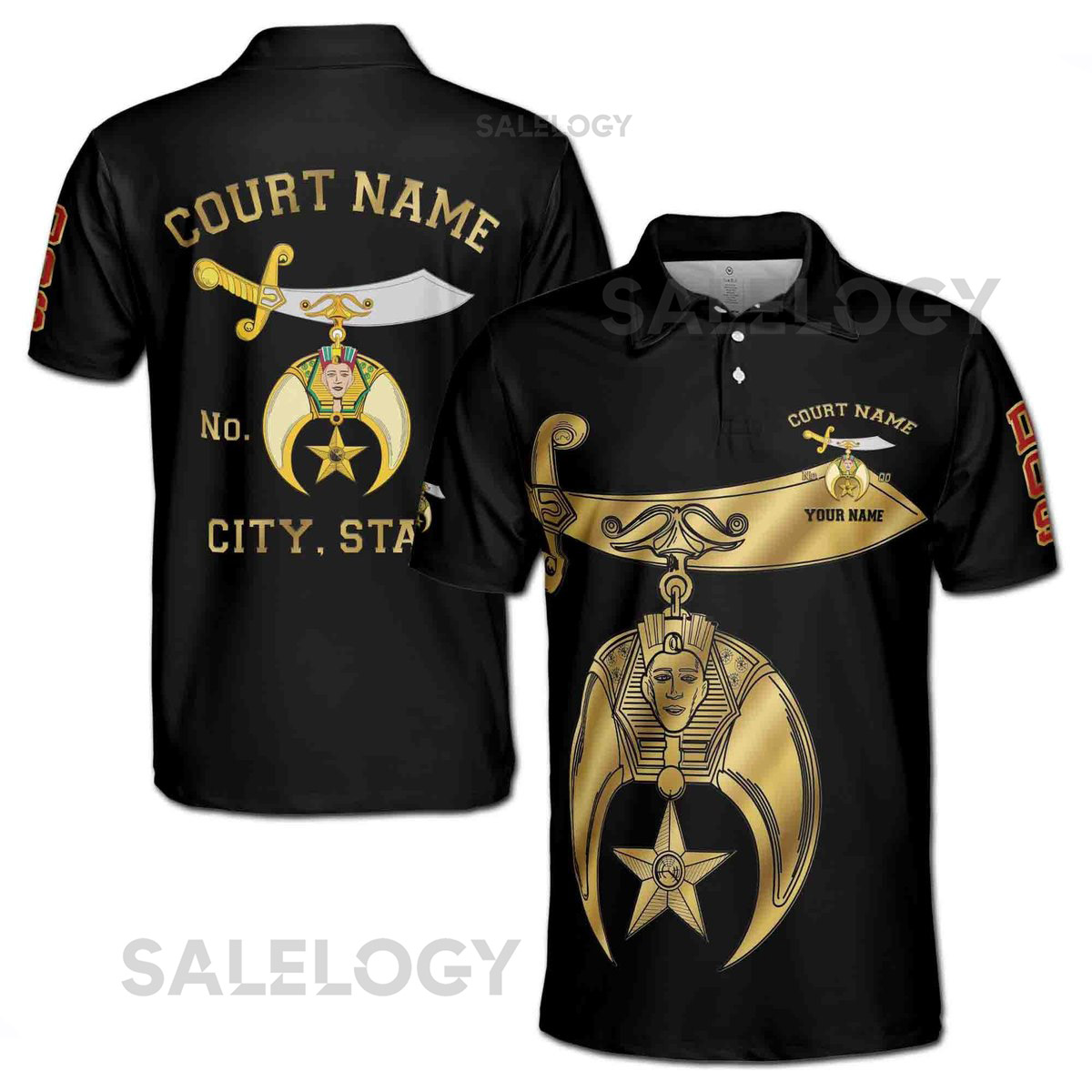 Customize Name DOS Daughter of Sphinx Shriners Symbol Men39s Polo Shirt S-5XL_280