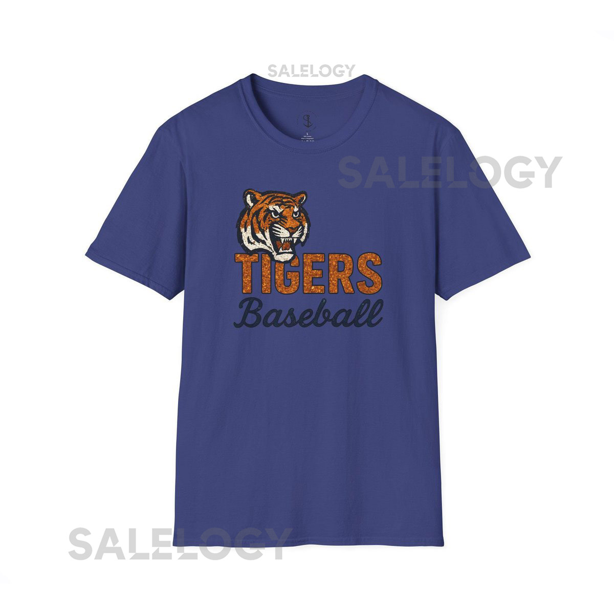 Tigers Baseball Faux Glitter Unisex T-Shirt Softstyle Tee for Fans Sports Lovers Detroit Baseball Season Game Day Casual Wear_799