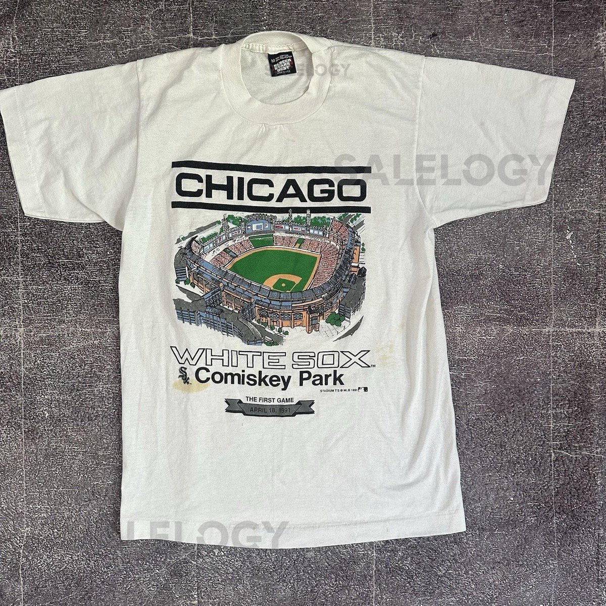 Men's Vintage 90's Chicago White Sox Comiskey Park First Game T Shirt Tee Sz M_624