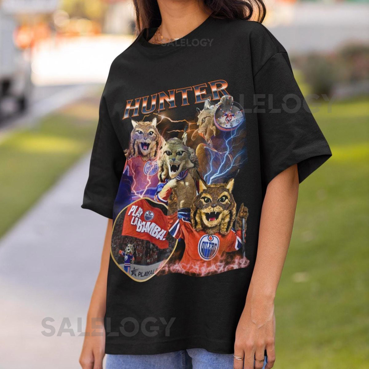 Hunter The Lynx Shirt Vintage 90s Edmonton Oilers Mascot NHL Fan Hockey Design Retro Gift Classic Graphic Tee Unisex T-Shirt Limited Edition_196