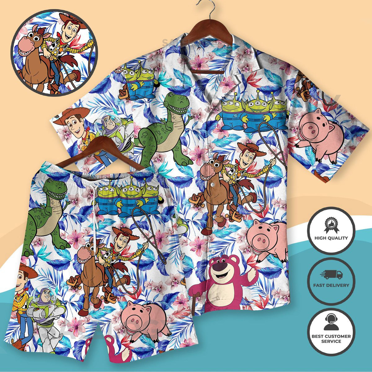 Toy Button Up Woody Buzz Lightyear Jessie Alien 3D Hawaiian Shirt Story Hawaii Shirt Magic Kingdom Toy - Story Floral Tee_278