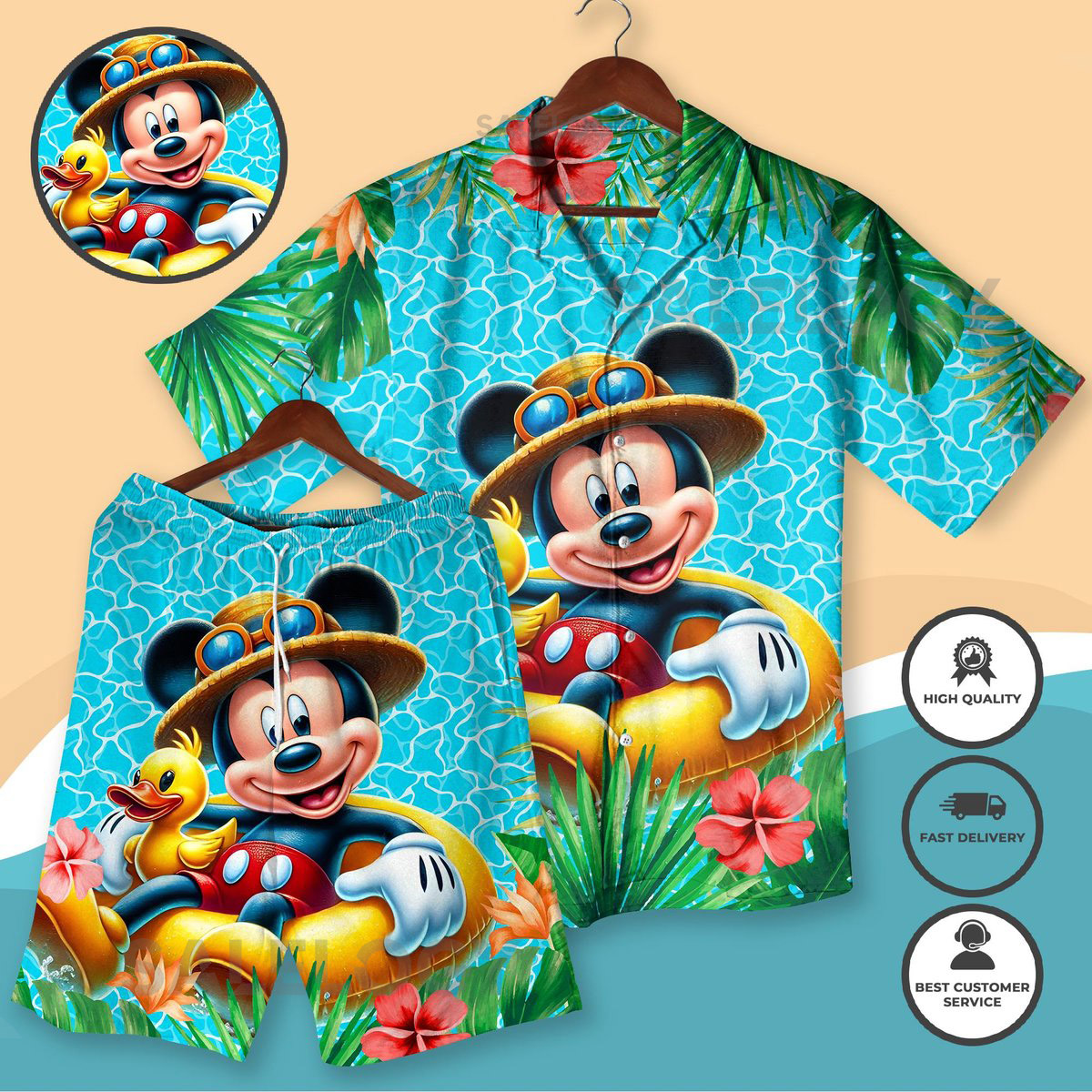 Neon Cartoon Mickey Beach Shirt Vibrant Mickey Surfing Character Hawaiian Shirt Unisex Summer Button-Up 90s Aesthetic Summer Vacation Shirt_201