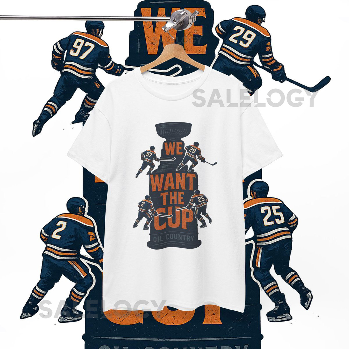 We Want The Cup T-Shirt Vintage Hockey Fan Tee Oil Country Spirit Back to Back Playoff Shirt Ice Hockey Gift for Fans_441