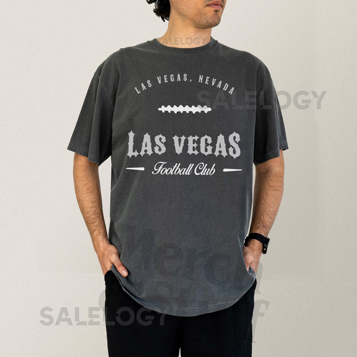 Retro Las Vegas Football Club T-Shirt Grunge Black and Silver Oakland Football Graphic Tee_724