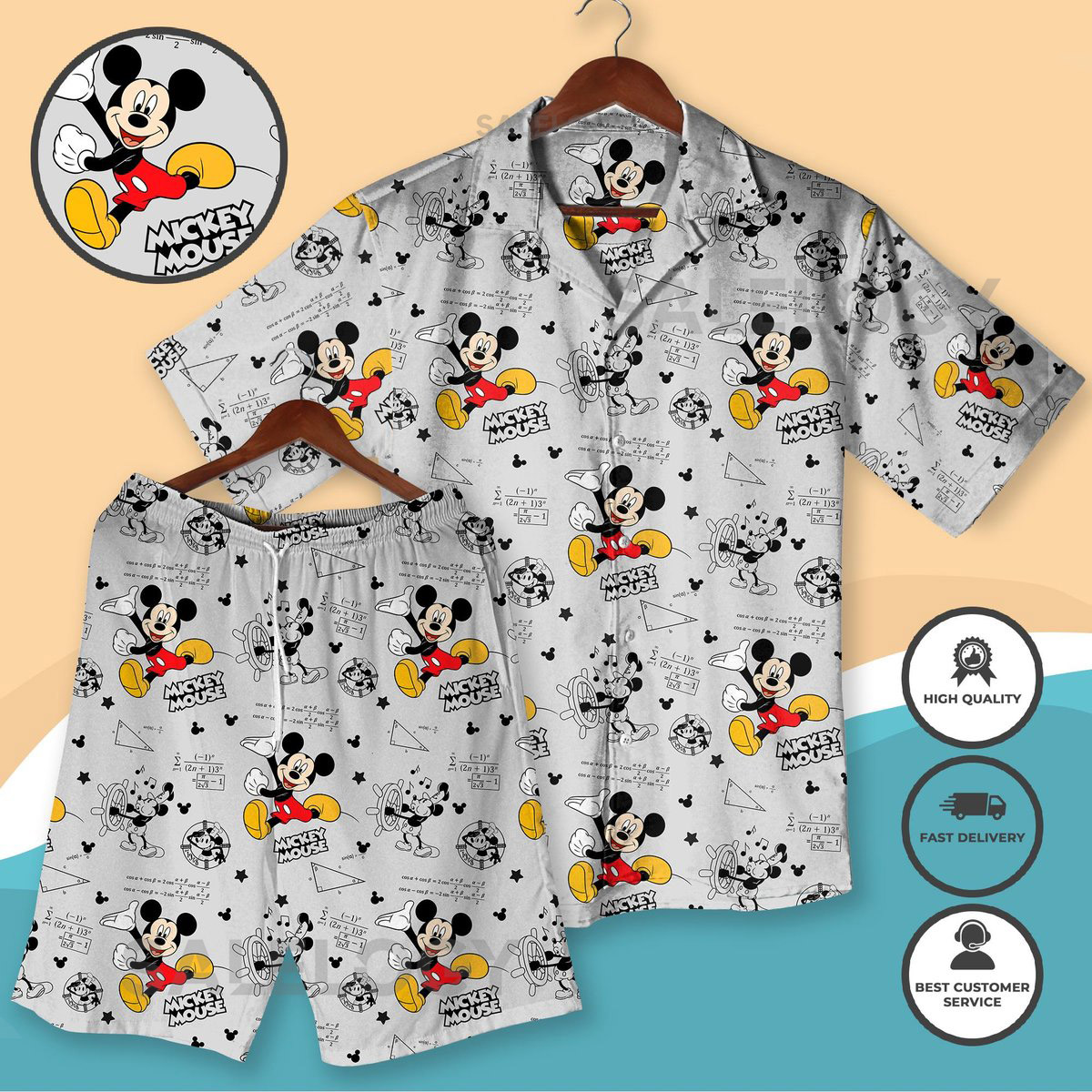 Mickey Mouse Hawaiian Shirt Retro Cartoon Aloha Shirt Beach Shirt for Men Women Summer Vacation Outfit_178