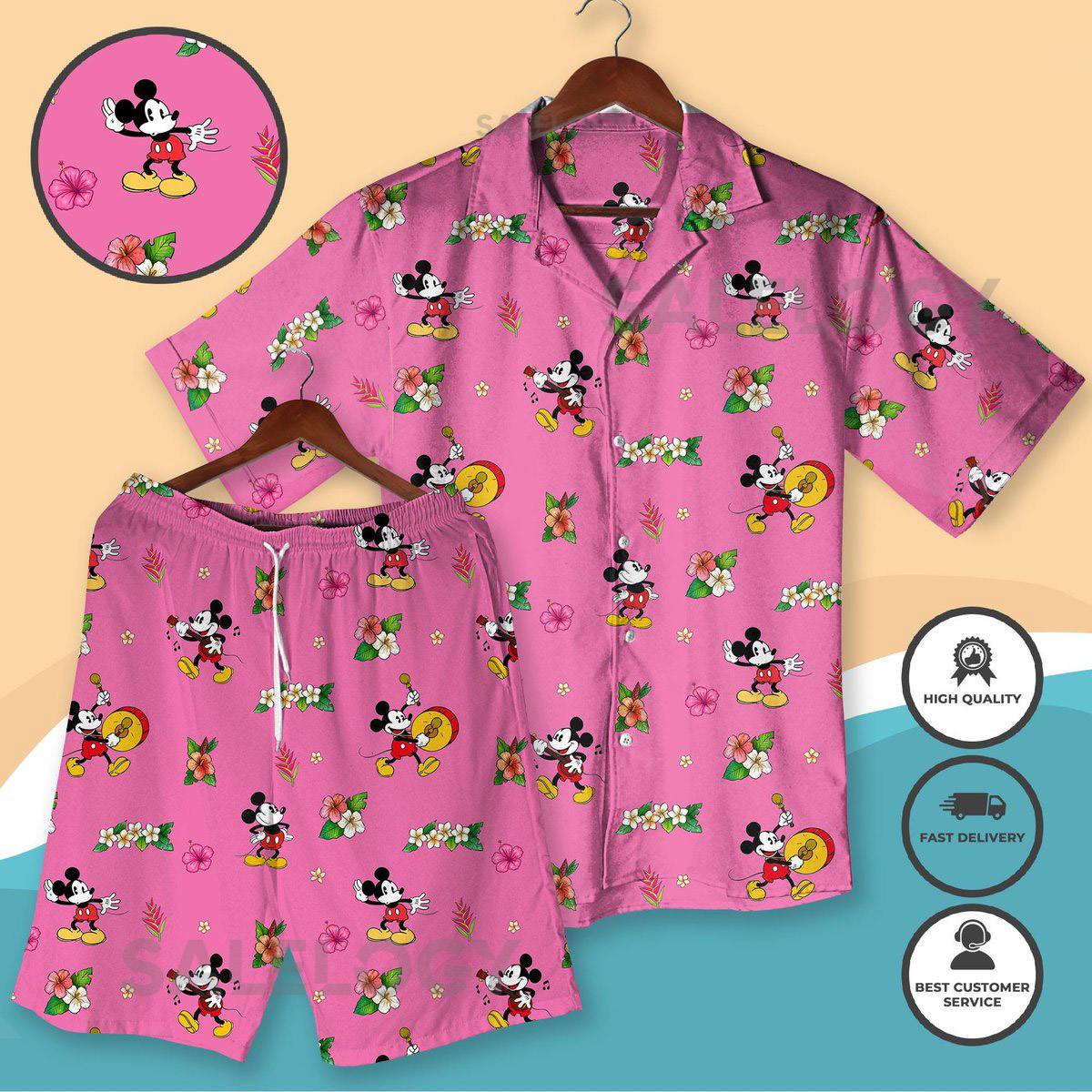 Vintage Mickey Mouse Hawaiian Shirt Pink Aloha Shirt Tropical Mickey Button Up Pink Hawaiian Shirt Pink Mickey Mouse Shirt_289