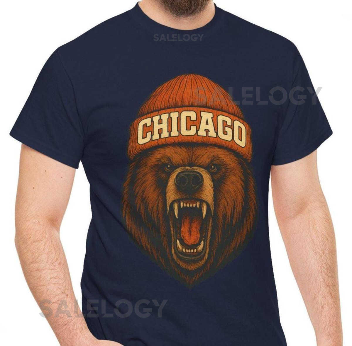 Chicago City Bear Winter Hat TShirt Retro Warm Bear Graphic_449