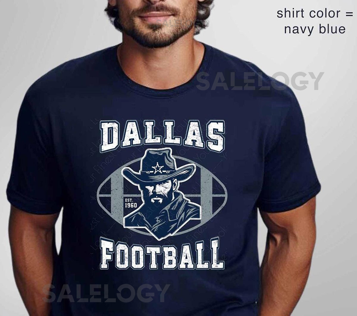 Dallas Football Cowboy Face Navy Retro Vintage-style - Unisex t-shirt_207