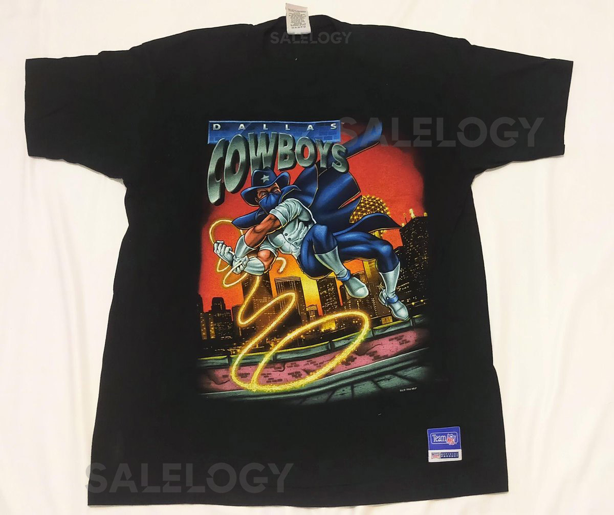 Vintage 90s Dallas Cowboys T-shirt Sportswear Comic Superhero NFL Cotton_507
