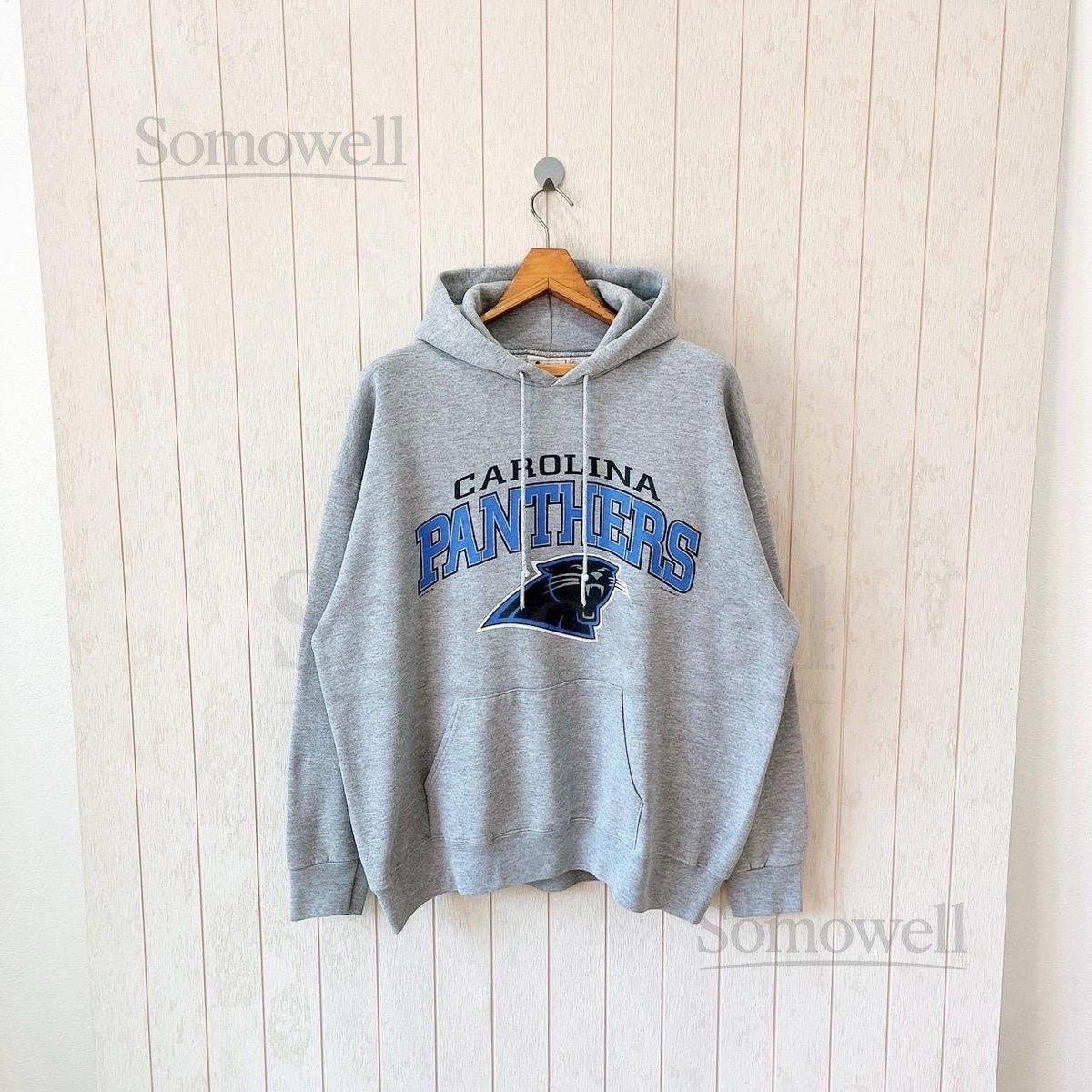 Vintage 90s Carolina Panthers Hoodie Lee Sport NFL Gray Sweatshirt_926