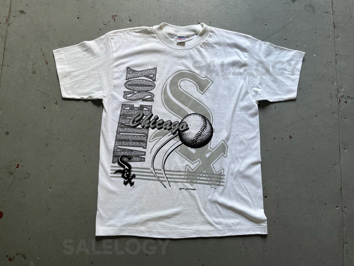 Chicago White Sox tee vintage 90s Henry Aaron MLB True Fan white single stitch baseball graphic t-shirt size L_59