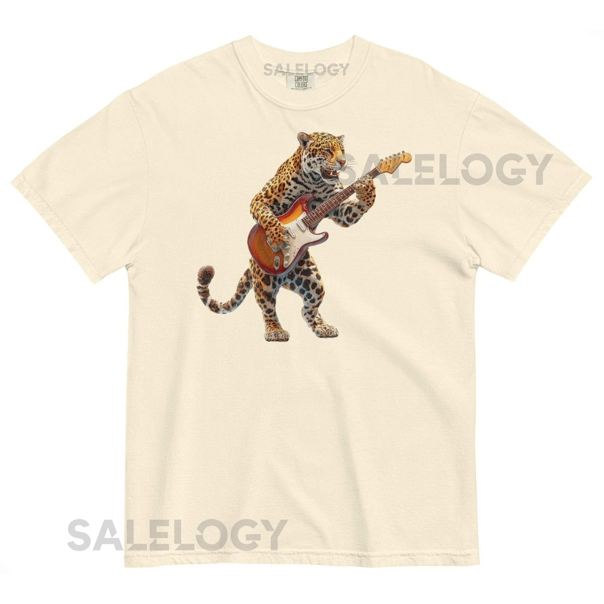 Jaguar Playing Guitar Shirt Funny Guitarist Jaguar Crewneck Comfort Colors Tshirt Graphic Animal Tee Guitarist Shirt Multiple _705