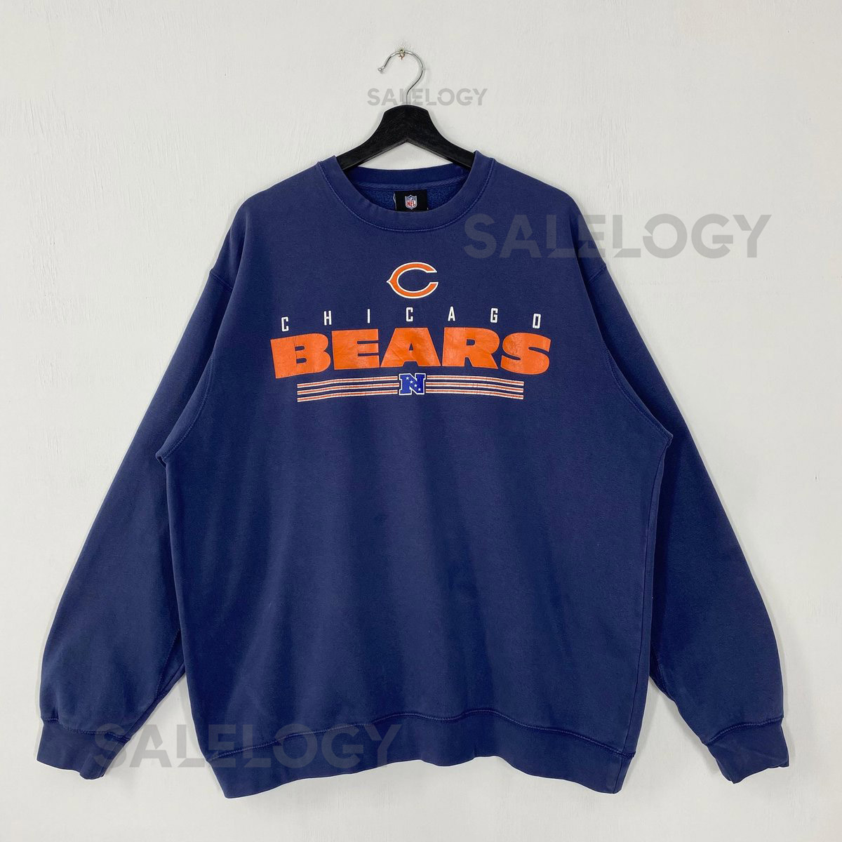 Vintage Chicago Bears Sweatshirt Chicago Bears Crewneck Chicago Bears Sweater Pullover Sportswear NFL Chicago Bears Print Logo Blue XLarge_1066