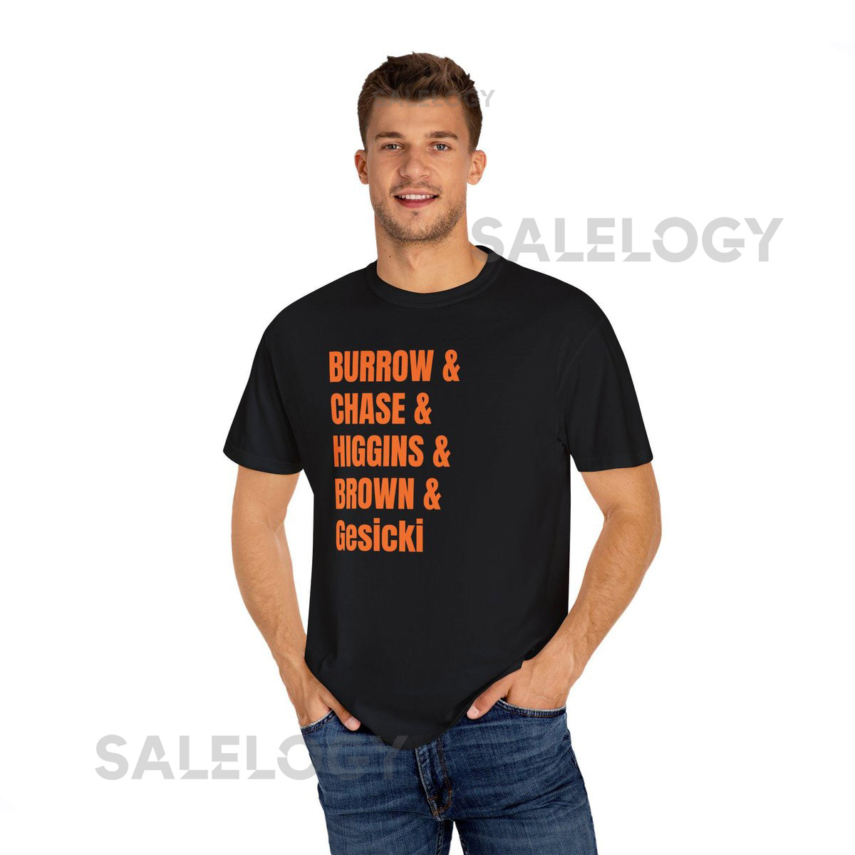 Burrow Chase Higgins Brown Gesicki Bengals Comfort Colors Tshirt_303