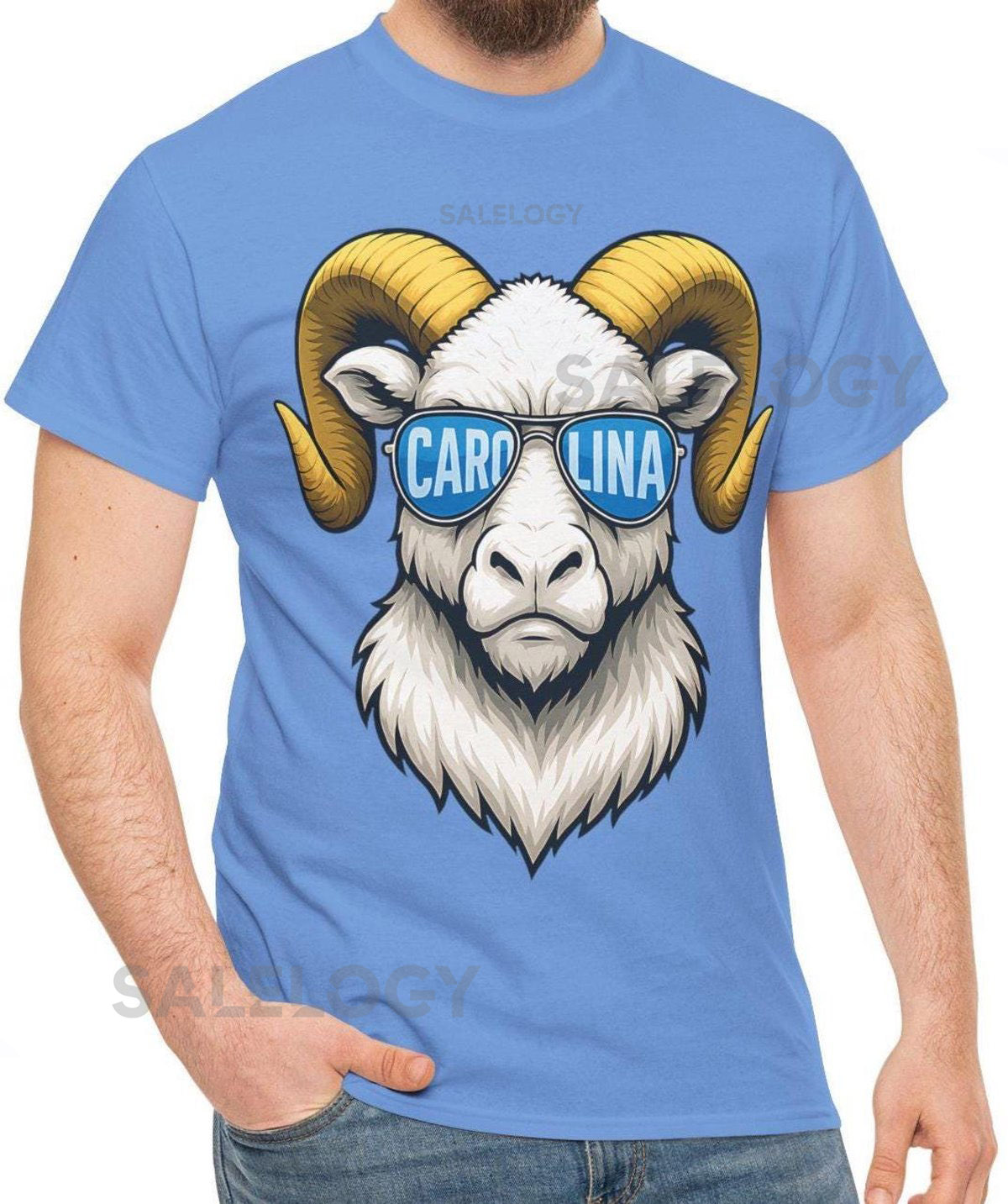 Carolina Ram T-Shirt Retro Animal Graphic Tee with City Pride Style_48