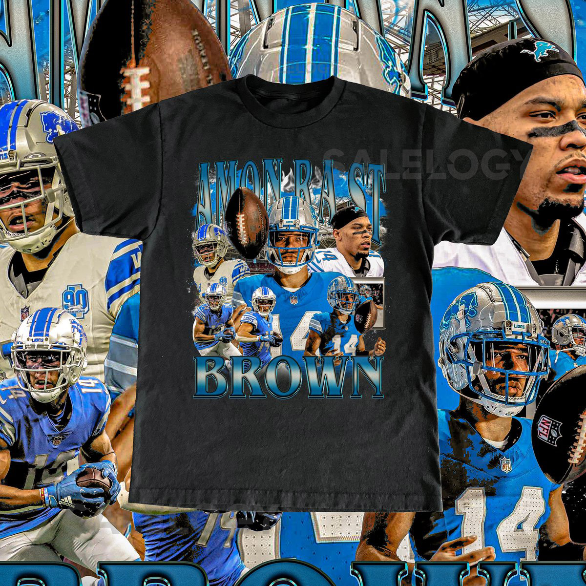 Vintage Amon-Ra St. Brown Shirt - Football Tee Custom Vintage Design 90s Graphic Tee Unisex Retro NFL Gift Detroit Lions Team T Shirt_701