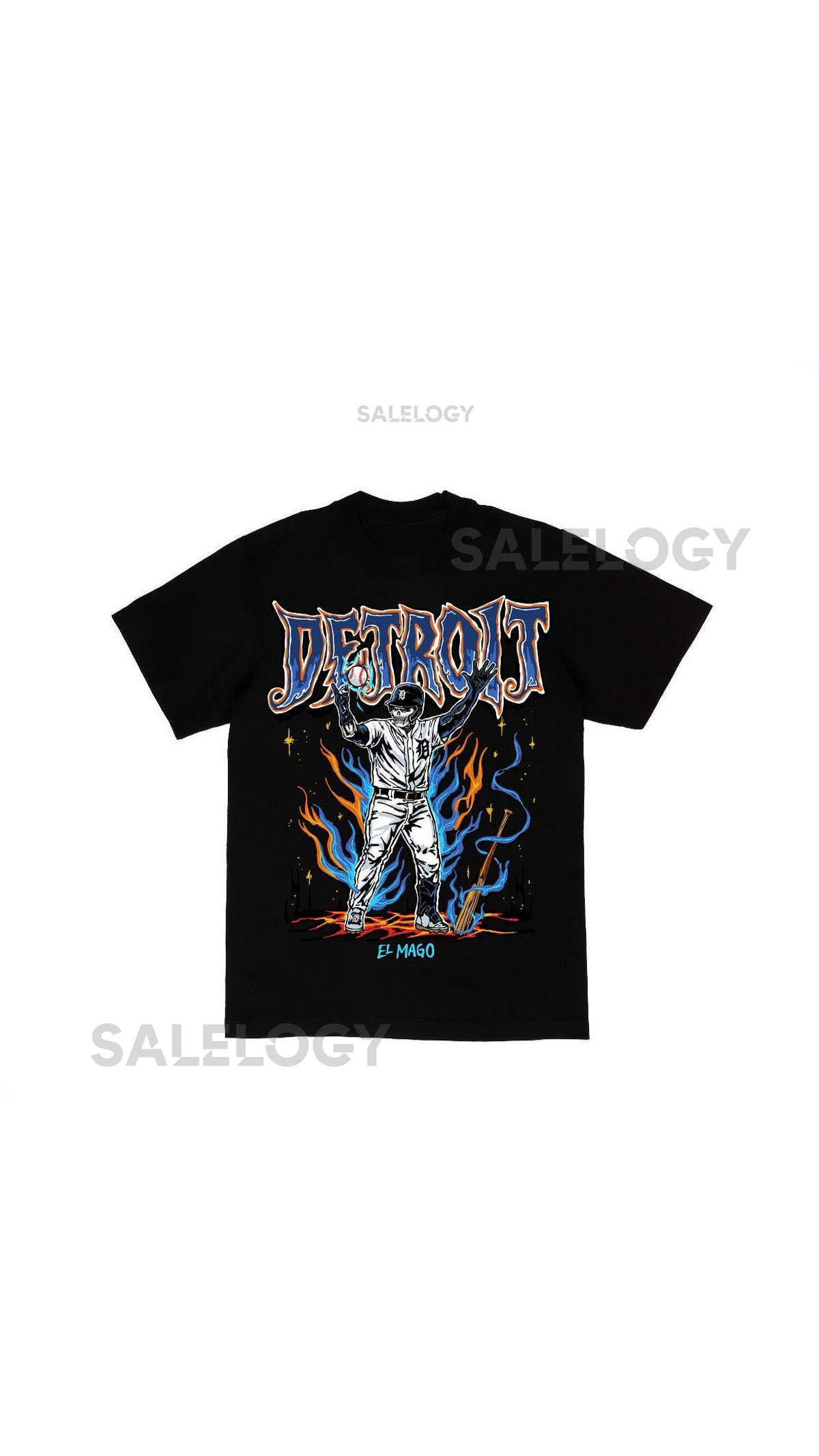 Detroit Baseball Tee Heavyweight Cotton Tiger Shirt - El Mago_138