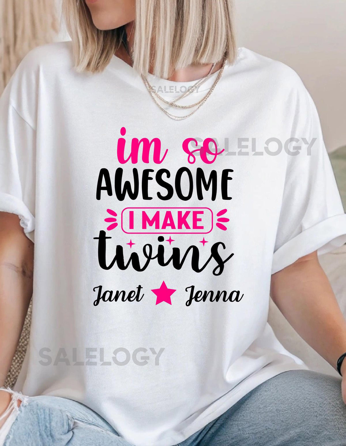 Personalized Twins Unisex Tee Funny Gift for Twins Parents Personalized Family T-Shirt Unique Matching Tee Baby Shower Gift_701