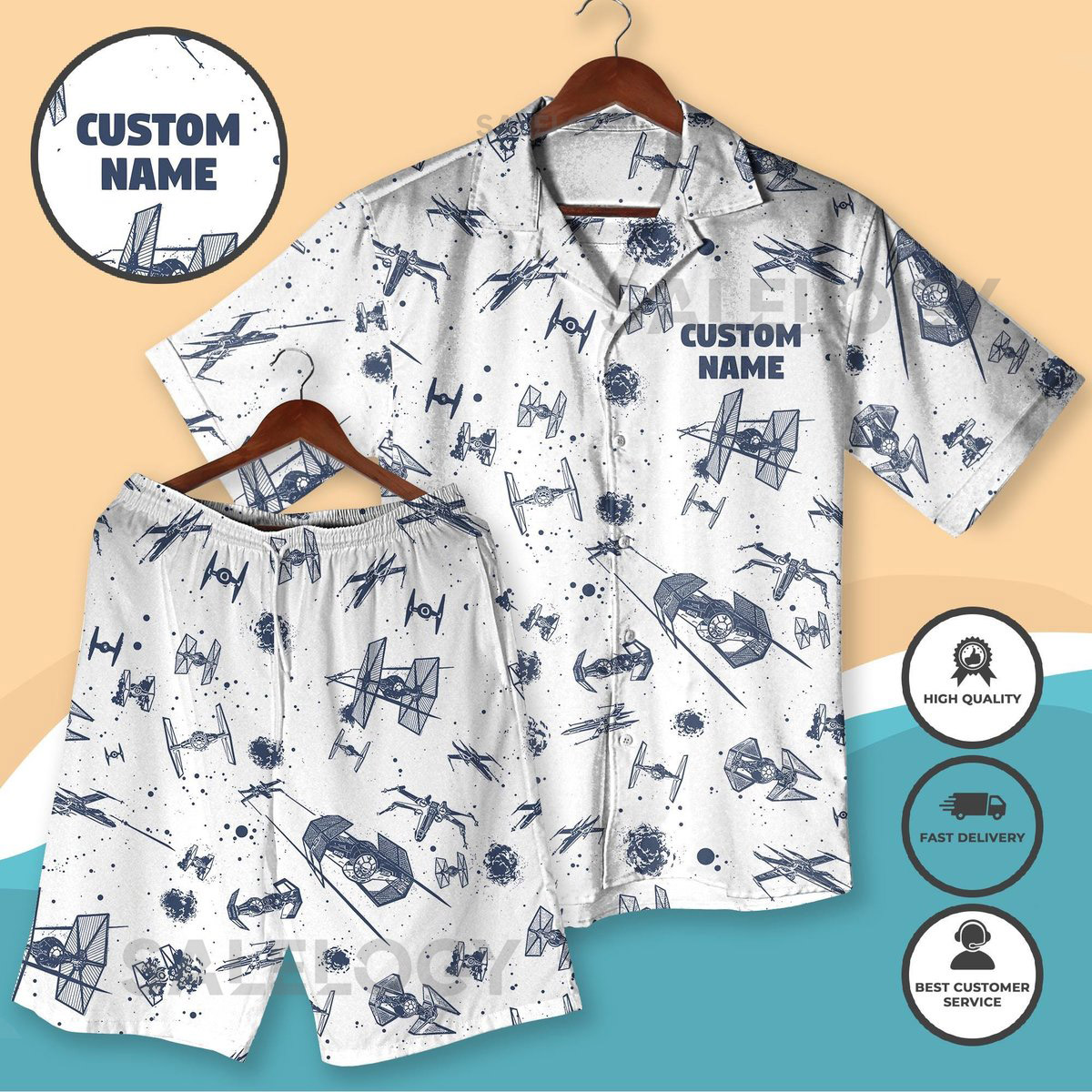 Custom Starfighter Hawaiian Shirt Personalized Sci-Fi Beach Outfit Spaceship Summer Apparel Gamer Vacation Clothes Star - War Hawaii Shirt_54