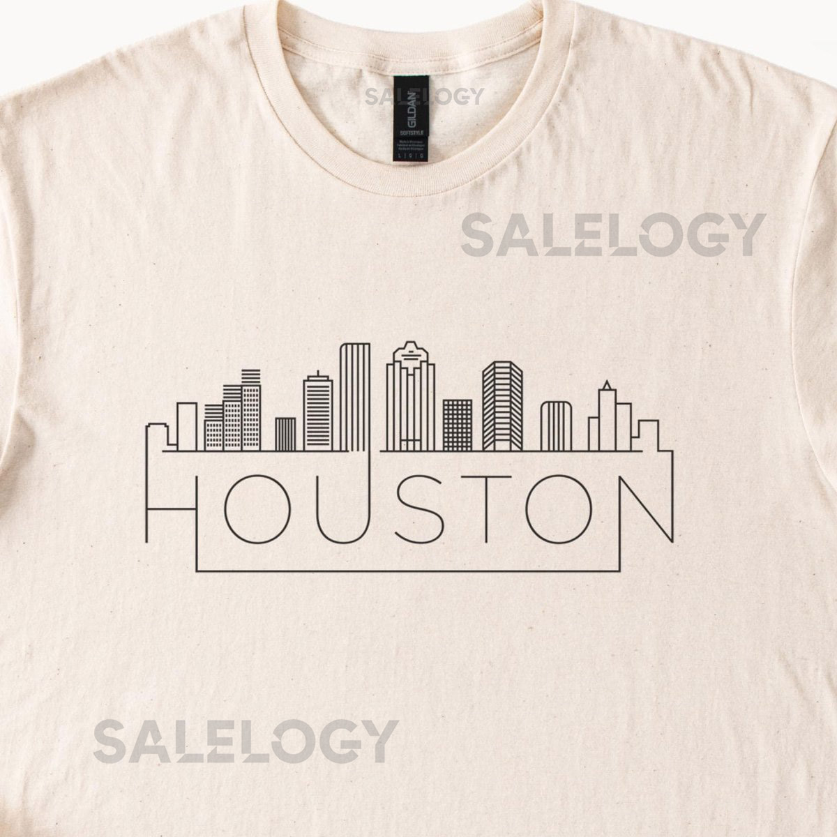 Houston Skyline Outline Graphic T Shirt Minimalist Cityscape Urban Texas Tee Modern Line Art Architecture Shirt Houston Texa_303