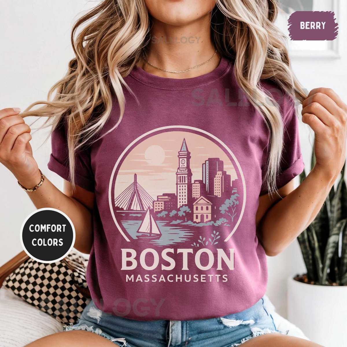 Vintage Boston Comfort Colors Unisex Garment-Dyed T-shirt Retro Tee Soft Cotton Shirt Gift for Him or Her Birthday Present_660