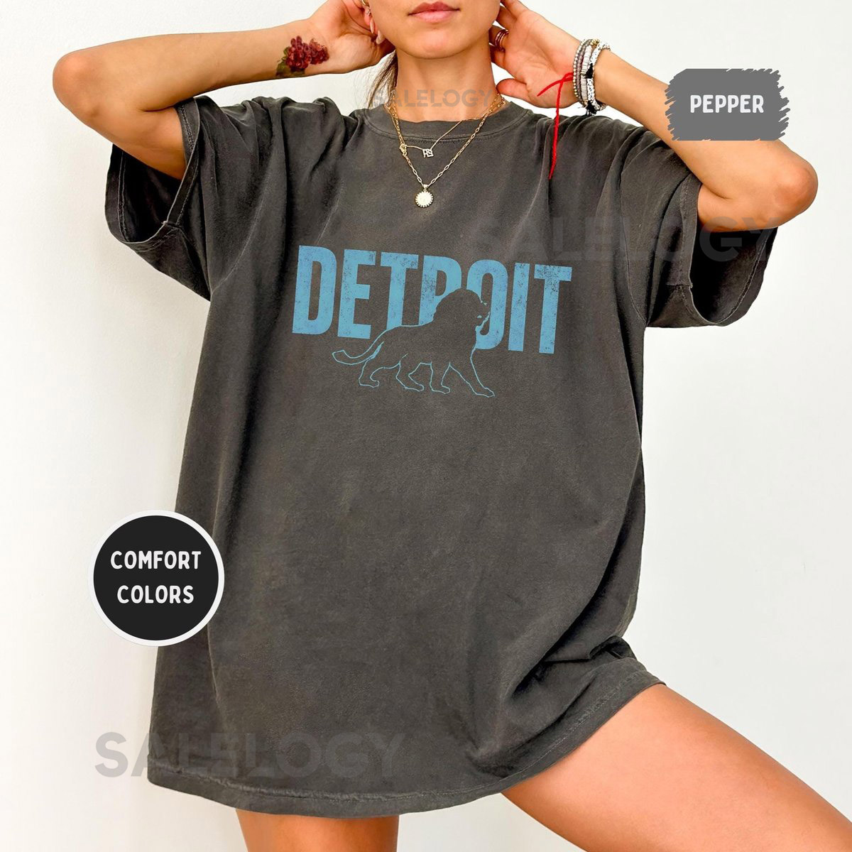 Detroit Football Comfort Colors Unisex T-shirt Vintage Style Tee Sports Fan Apparel Distressed Graphic Shirt Casual Football Tee_152