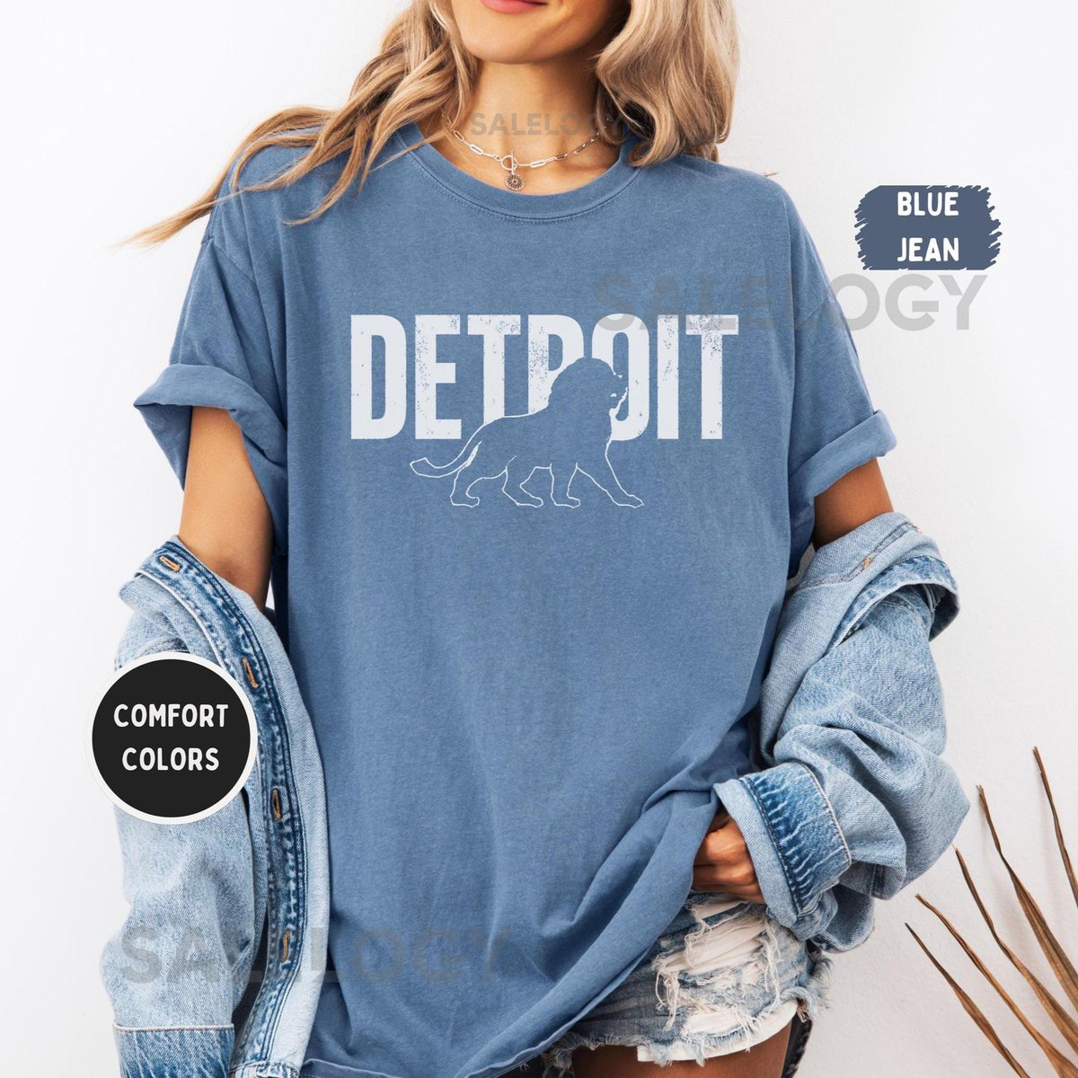 Detroit Football Comfort Colors Unisex T-shirt Vintage Style Tee Sports Fan Apparel Distressed Graphic Shirt Casual Football Tee_103