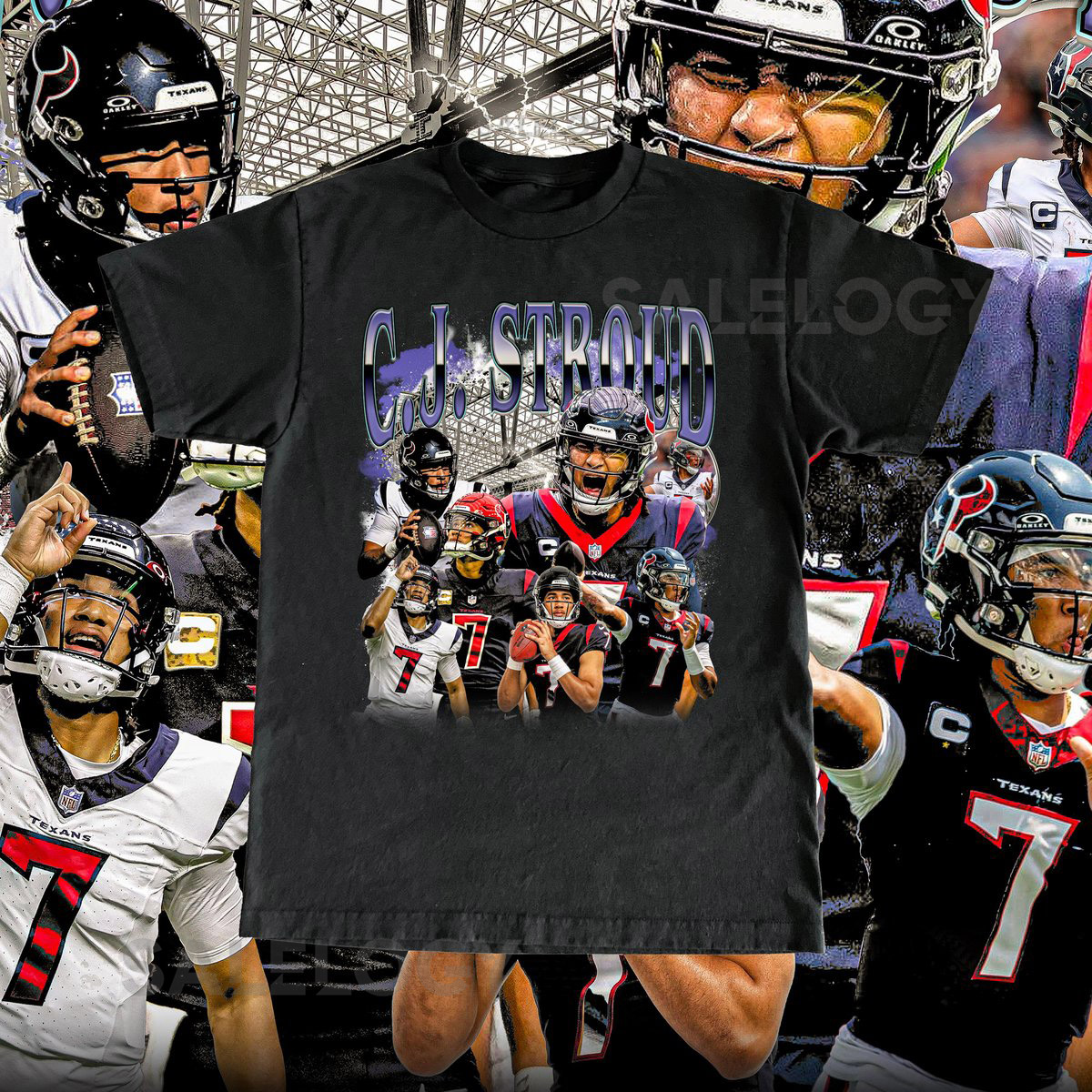 Vintage C.J. Stroud Shirt - Football CJ Stroud T Shirt Custom Vintage Design 90s Graphic Tee Unisex Retro NFL Gift Houston Texan_943