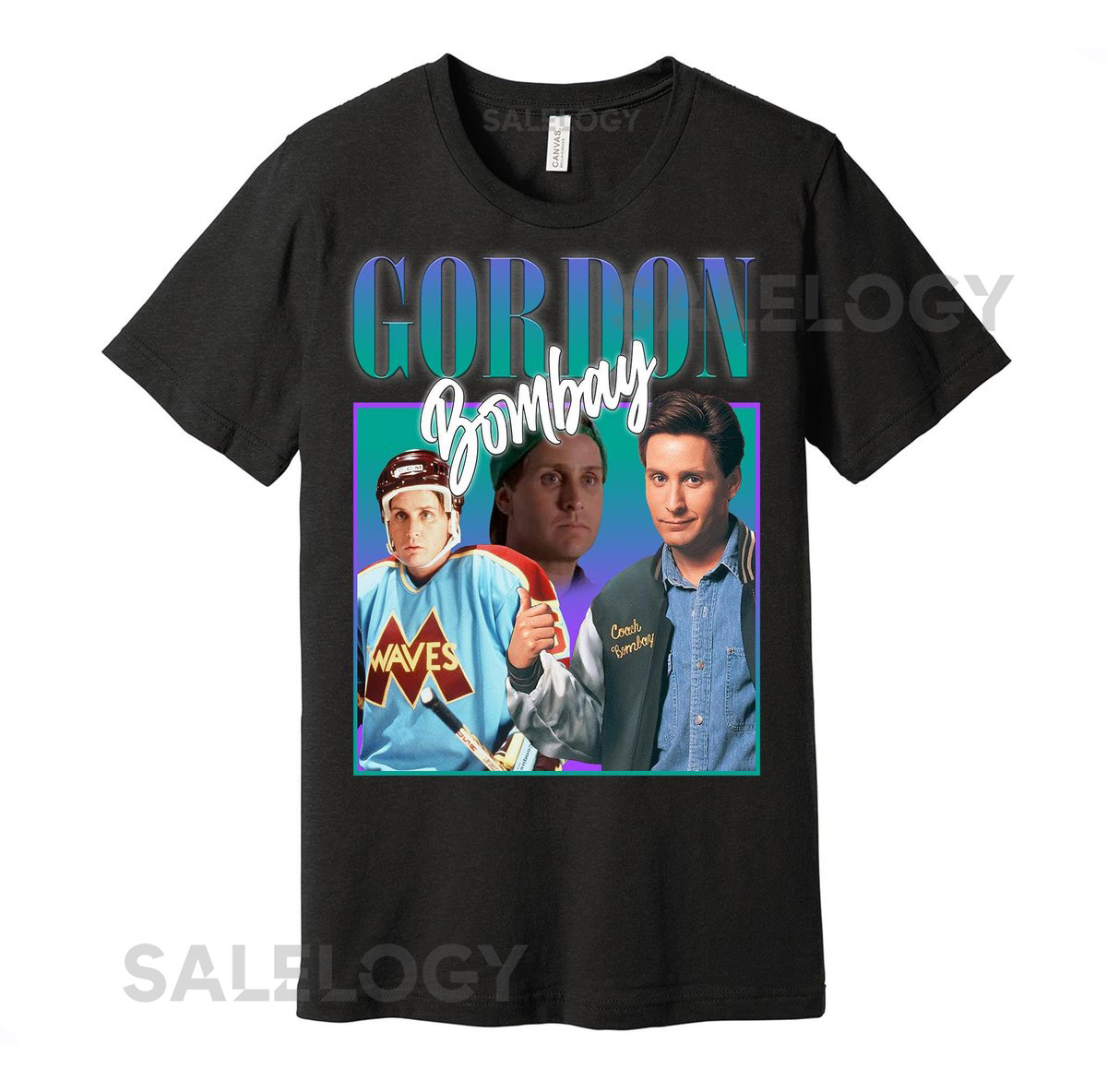 Coach Gordon Bombay Oversized Graphic Street Fashion T Shirt The Mighty Ducks Lover Hockey Film Nostaglia Black White or Grey Tee_83