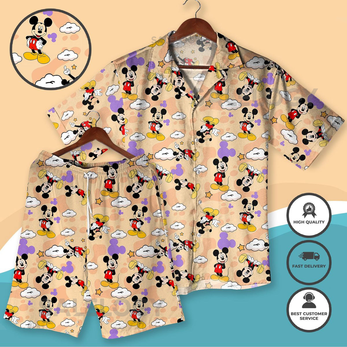 Vintage-Inspired Mickey Mouse Hawaiian Shirt Cute Cartoon Short Sleeve Button-Up for Fans Vacation Beach Shirt for Men Women_292