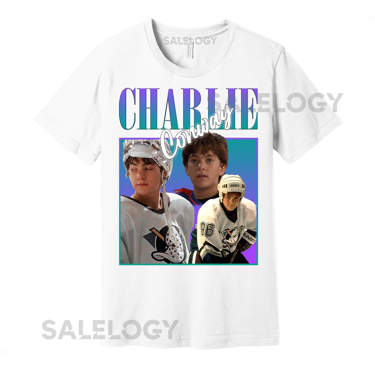 Charlie Conway Oversized Graphic Street Fashion T Shirt   The Mighty Ducks Lover   Hockey Film Nostaglia   Black White or Grey Tee_75