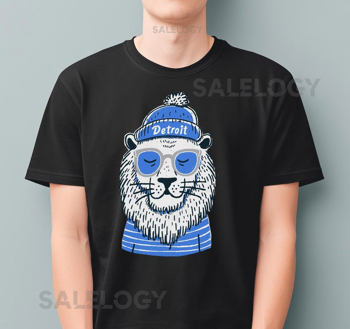 Hipster Detroit Lion T-Shirt Retro Graphic Tee for City Fans_509