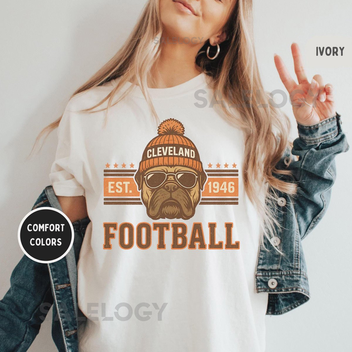 Vintage Cleveland Football T-shirt Retro Cleveland Tee Shirt Comfort Colors Unisex Top Sports Fan Gift Distressed Gameday Football Shirt_481