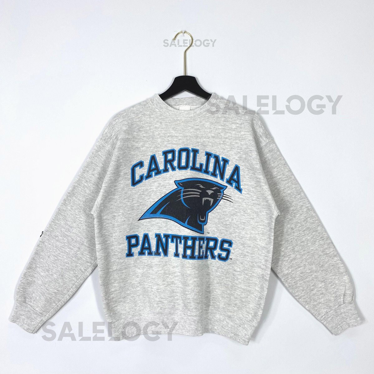 Vintage 90s Carolina Panthers Sweatshirt Crewneck Carolina Panthers Sweater Pullover Sportswear NFL Carolina Panthers Print Logo Grey Medium_934