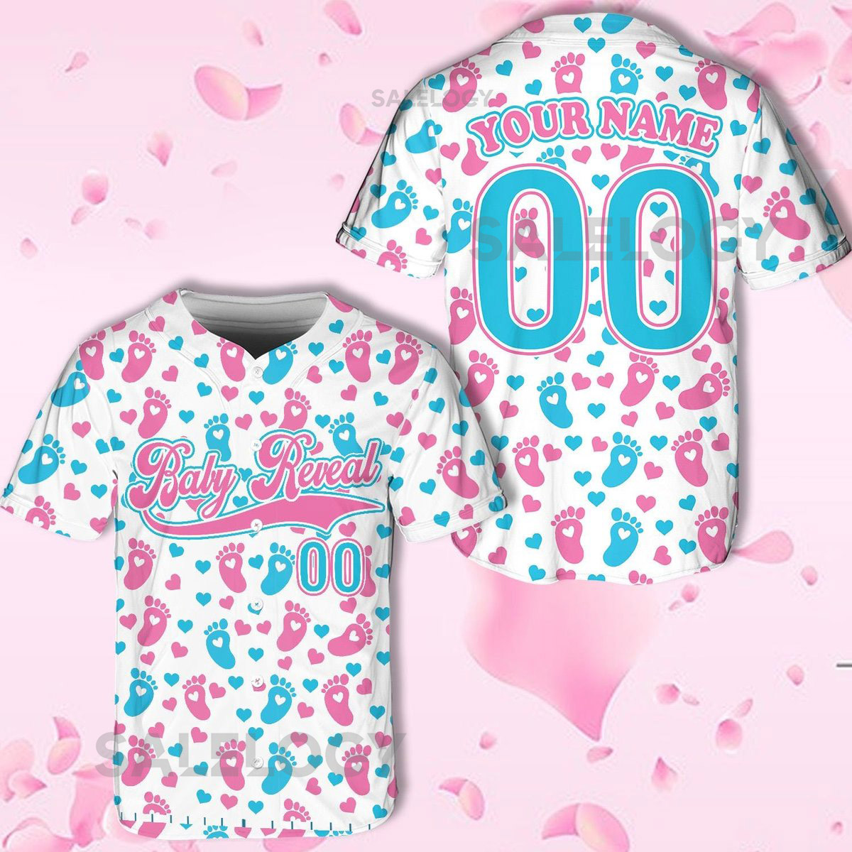 Personalized Baby Reveal Baseball Jersey Blue or Pink Baseball Jersey Gender Reveal Jersey Baby Shower Party Jersey for Dad Mom Squad_15