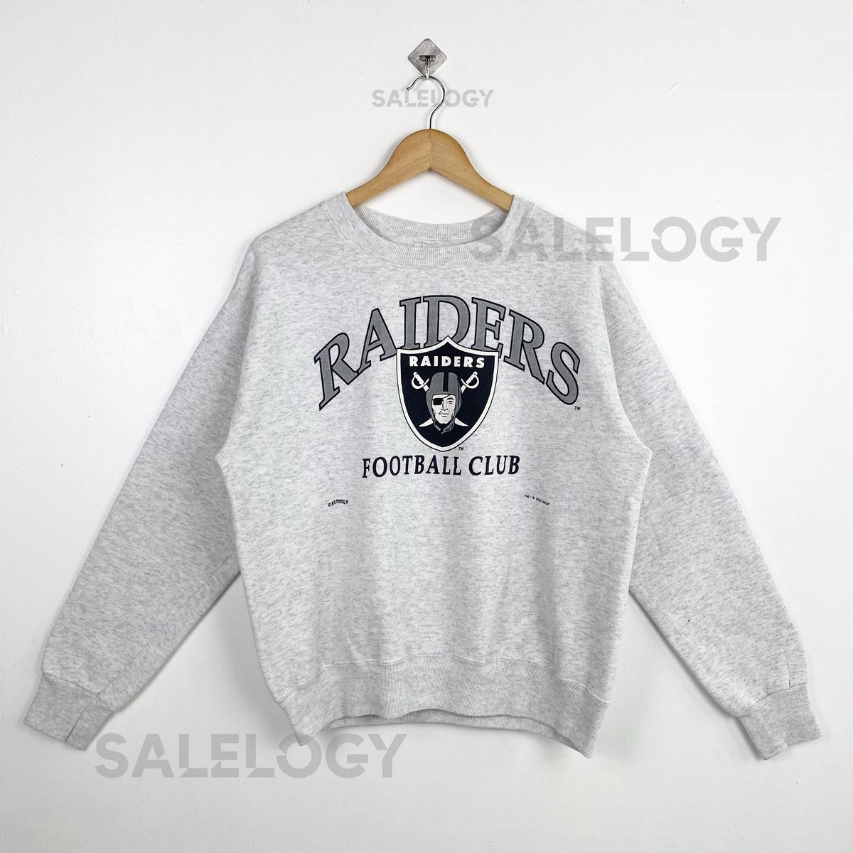 Vintage 90s Las Vegas Raiders Crewneck Sweatshirt - NFL - Print Logo - Grey Color - Mens Fit To L_122