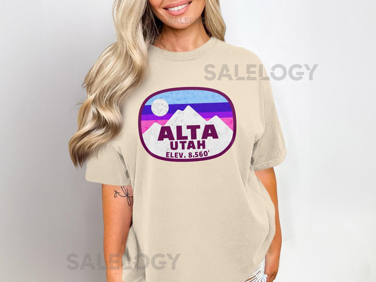 Alta Utah Elev 8560 T Shirt Retro Mountain Elevation Tee Vintage Style Alta Graphic Cool Utah Souvenir Shirt Adventure Clothing_10