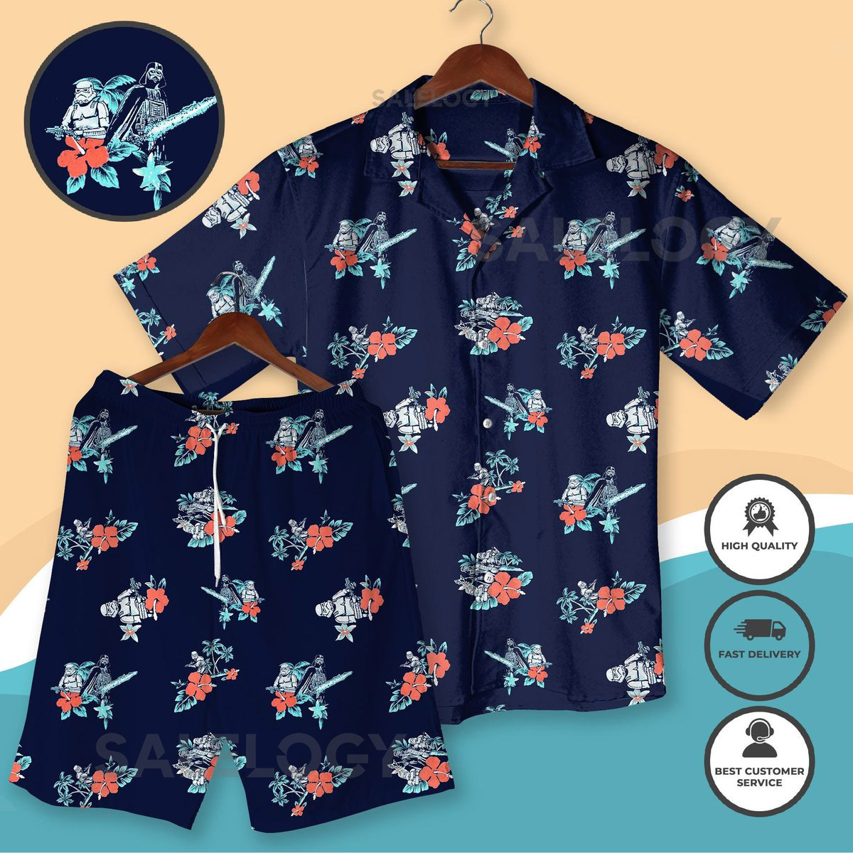 Star Battle Hawaiian Shirt Dark Lord Trooper Tropical Outfit Lightsaber Floral Shirt Funny Galaxy Summer Look 3D All Over Print Shirt_255