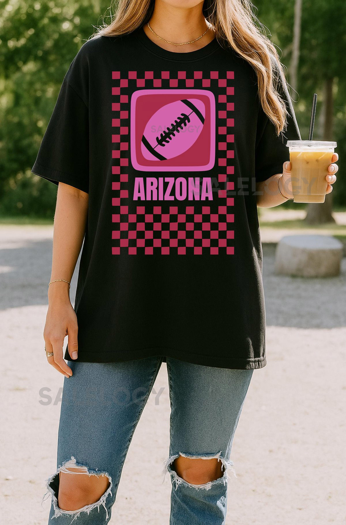 Arizona Football Comfort Colors T-Shirt Retro Checkered Design_62