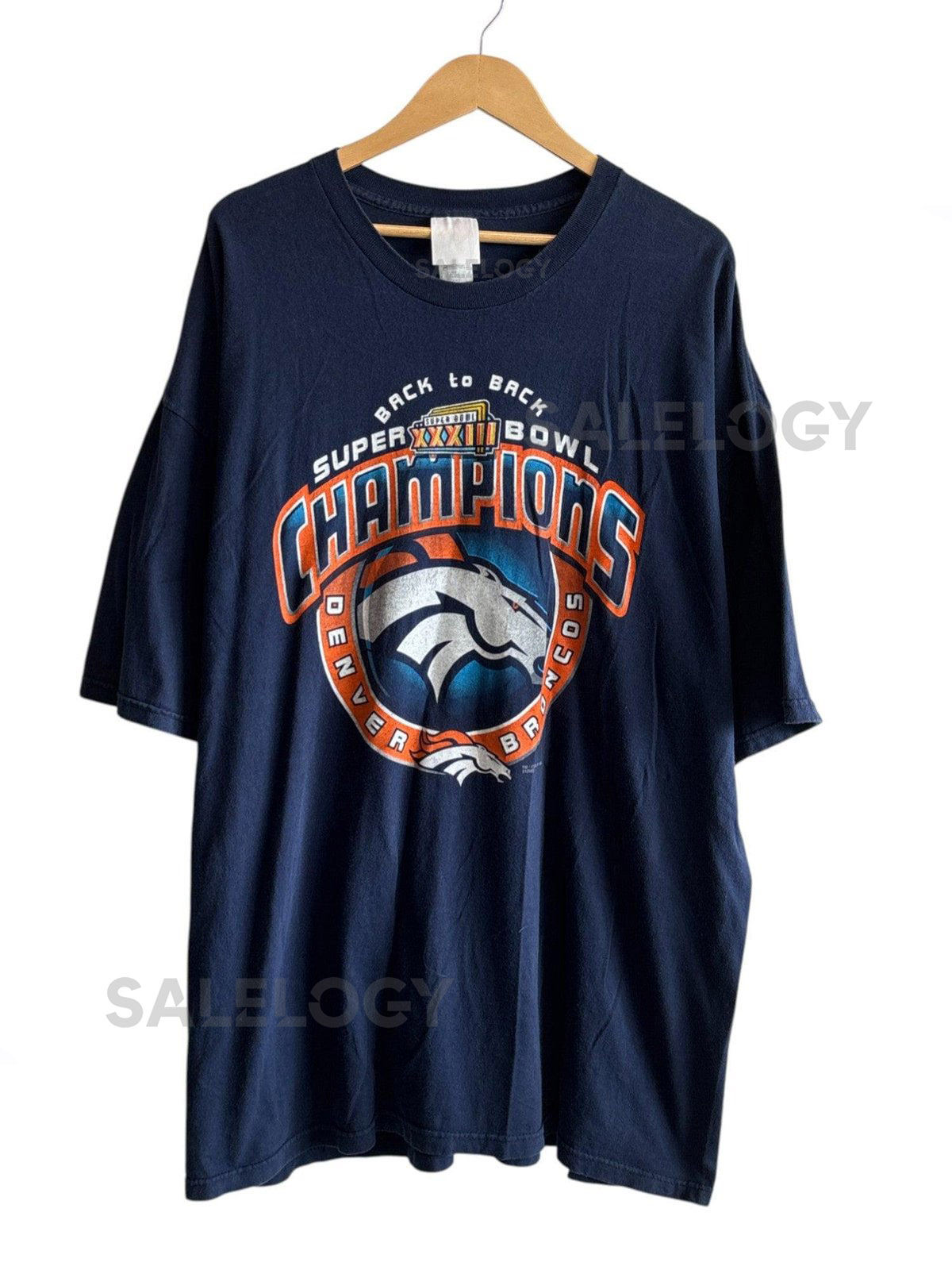 Vintage Denver Broncos Back to Back Super Bowl Champions Tee Size 3XL_582