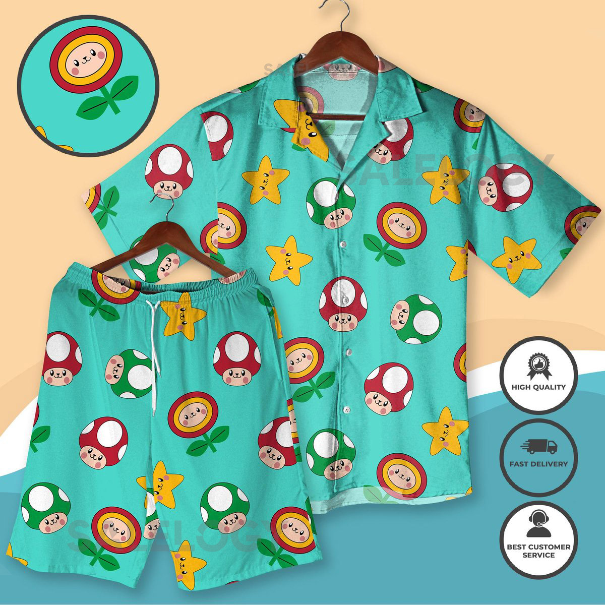 Cute Mushroom Star Hawaiian Shirt Retro Gamer Matching Outfit Summer Beach Game Sunshine Hawaiian Shirt Super Mario Hawaiian Shirt_58