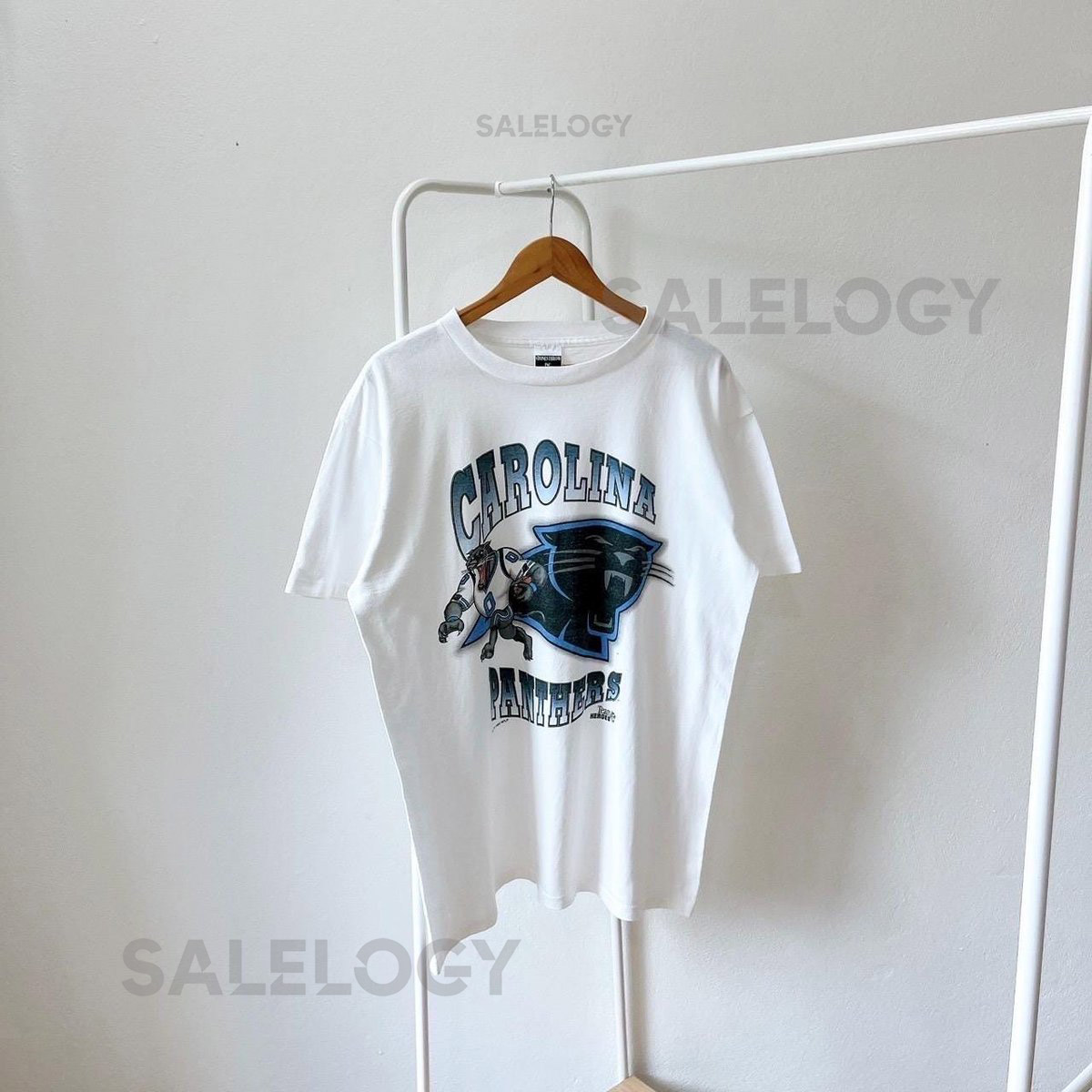 Vintage 90s Carolina Panthers 1993 football Stonesthrow white t-shirt XL_921