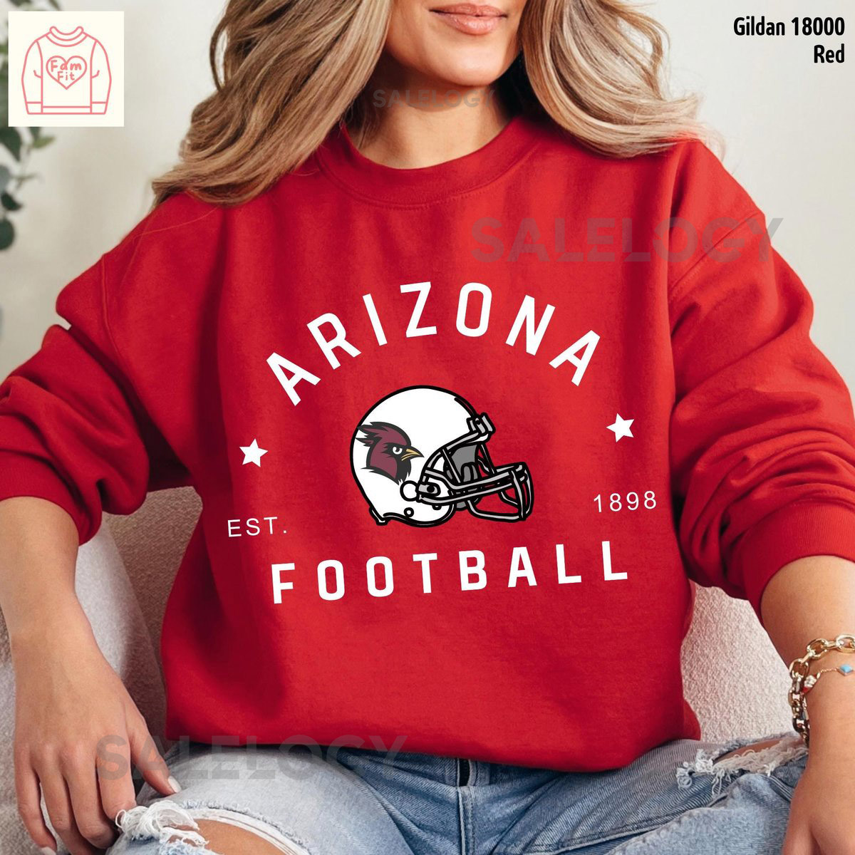 Arizona Football Jersey Shirt - Vintage Crewneck Sweatshirt Cardinal Gameday Tee Famfit17-10_72