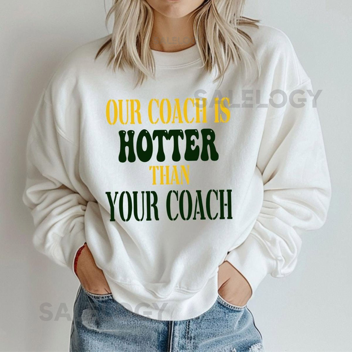 Green Bay Packers T-Shirt Our Coach is Hotter Than YoursMade to Order_483